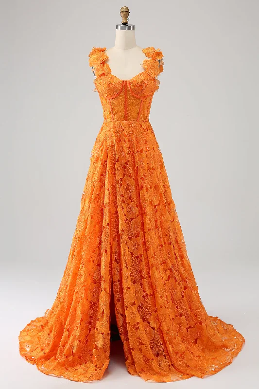 Mini cocktail dresses with a cold - shoulder ruffled sleeveOrange A-Line Floral Lace Long Prom Dress Mini cocktail dresses with a cold - shoulder ruffled sleeveOrange A-Line Floral Lace Long Prom Dress