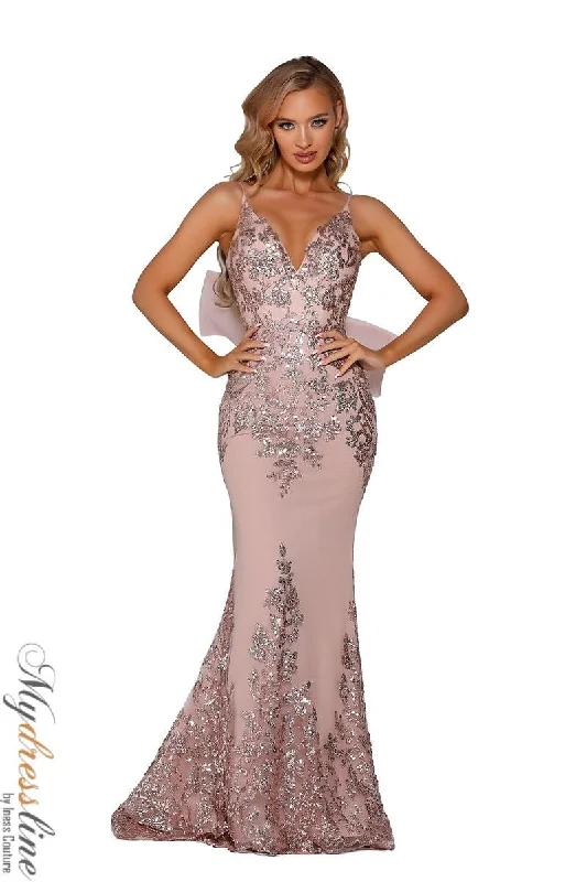 Formal dresses with off - the - shoulder sleeves and rhinestone accents for a sophisticated promPortia & Scarlett PS6090 Formal dresses with off - the - shoulder sleeves and rhinestone accents for a sophisticated promPortia & Scarlett PS6090