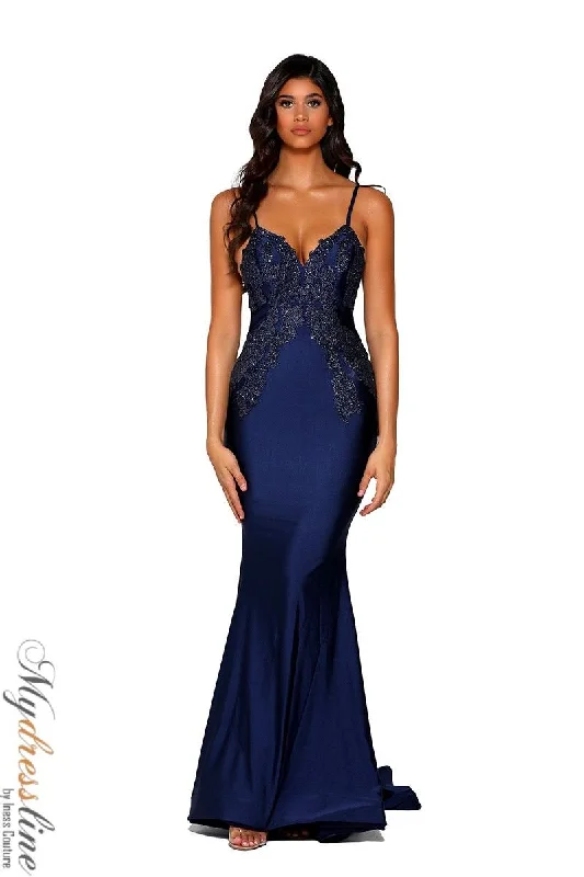 Prom dresses with lace - trimmed sleeves and empire - style waists for a flattering and vintage - inspired formal affairPortia & Scarlett PS6303 Prom dresses with lace - trimmed sleeves and empire - style waists for a flattering and vintage - inspired formal affairPortia & Scarlett PS6303
