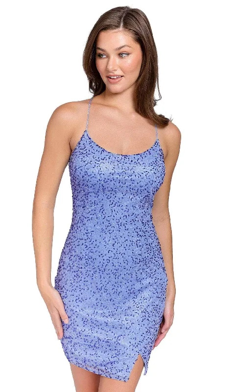 Cocktail dresses with a keyhole back and a midi - lengthPrimavera Couture 3814 - Bedazzled Scoop Neck Cocktail Dress