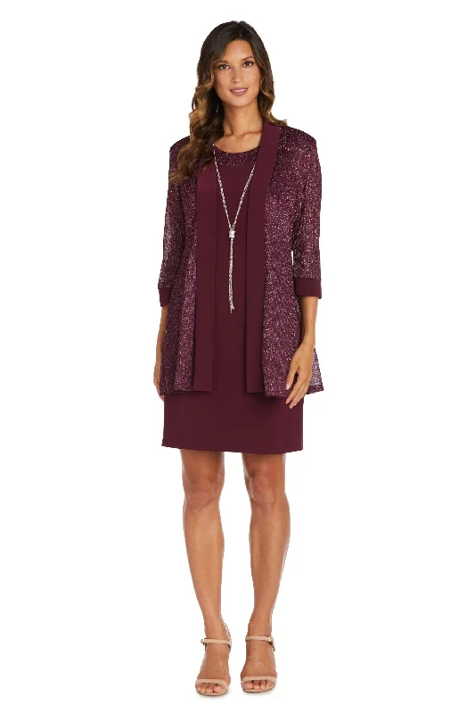 Cocktail dresses with a wrap - front style and a long - length optionR&M Richards 1873P Short Petite Jacket Set Dress