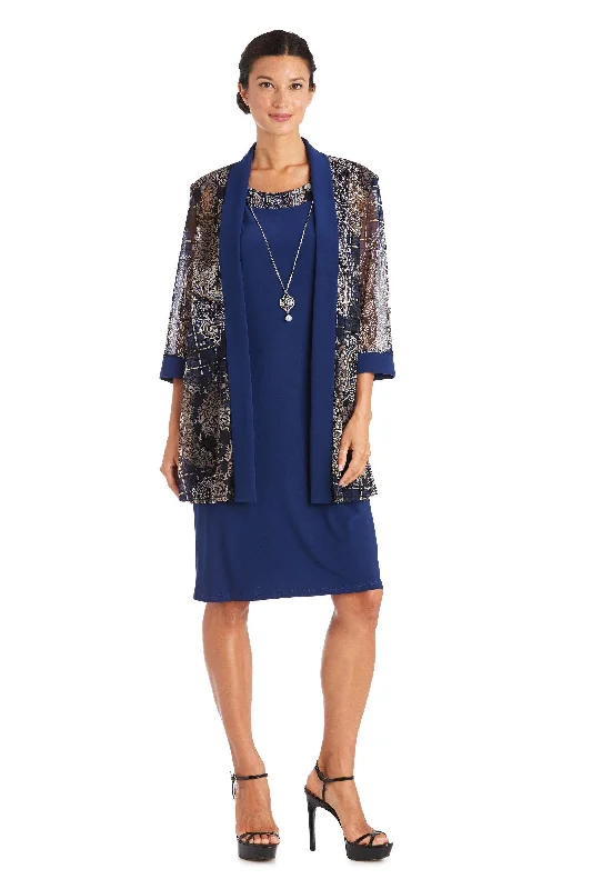 Cocktail dresses with off - the - shoulder designs and beaded accentsR&M Richards 7373 Short Two Piece Set Jacket Dress