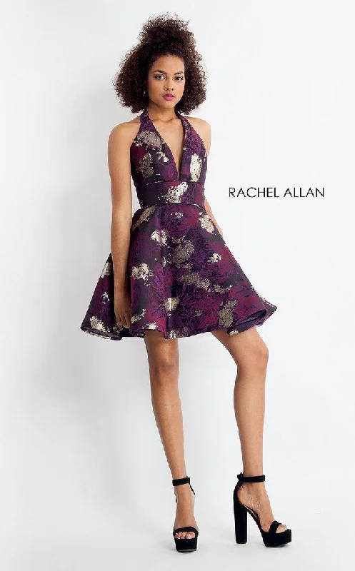 Sleeveless cocktail dresses in a silk - blend fabric for a luxurious feelRachel Allan Short Halter Homecoming Dress 4695 Sleeveless cocktail dresses in a silk - blend fabric for a luxurious feelRachel Allan Short Halter Homecoming Dress 4695