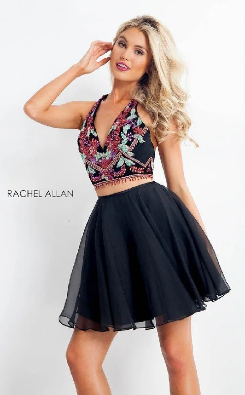 Bow - backed cocktail dresses with a fit - and - flare silhouetteRachel Allan Short Two Piece Homecoming Dress 4656 Bow - backed cocktail dresses with a fit - and - flare silhouetteRachel Allan Short Two Piece Homecoming Dress 4656