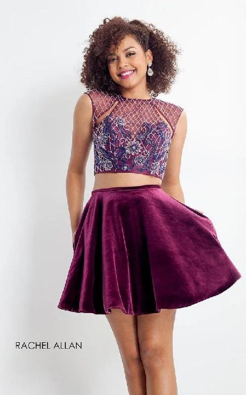 Mini cocktail dresses with a glittery finish for a party - ready styleRachel Allan Short Two Piece Homecoming Dress 4658 Mini cocktail dresses with a glittery finish for a party - ready styleRachel Allan Short Two Piece Homecoming Dress 4658