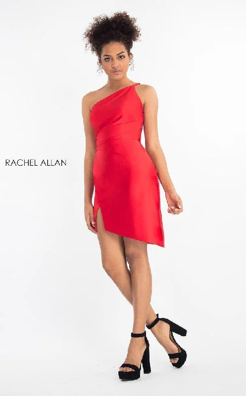 Cocktail dresses with a tassel - adorned belt and a sheath styleRachel Allan Short One Shoulder Formal Dress L1173 Cocktail dresses with a tassel - adorned belt and a sheath styleRachel Allan Short One Shoulder Formal Dress L1173