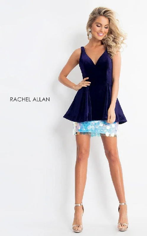 Cocktail dresses with off - the - shoulder designs and beaded accentsRachel Allan Short Sleeveless Homecoming Dress 4609 Cocktail dresses with off - the - shoulder designs and beaded accentsRachel Allan Short Sleeveless Homecoming Dress 4609