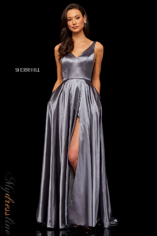 Prom dresses with one - shoulder designs and feather accents for a bold statementSherri Hill 52410 Prom dresses with one - shoulder designs and feather accents for a bold statementSherri Hill 52410