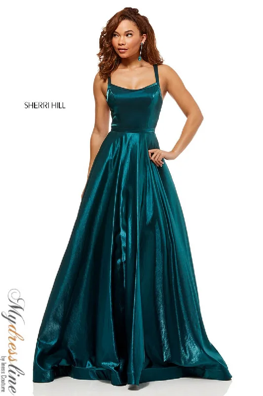 Prom dresses with tiered lace skirts and off - the - shoulder necklines for a feminine and elegant formal affairSherri Hill 52457 Prom dresses with tiered lace skirts and off - the - shoulder necklines for a feminine and elegant formal affairSherri Hill 52457