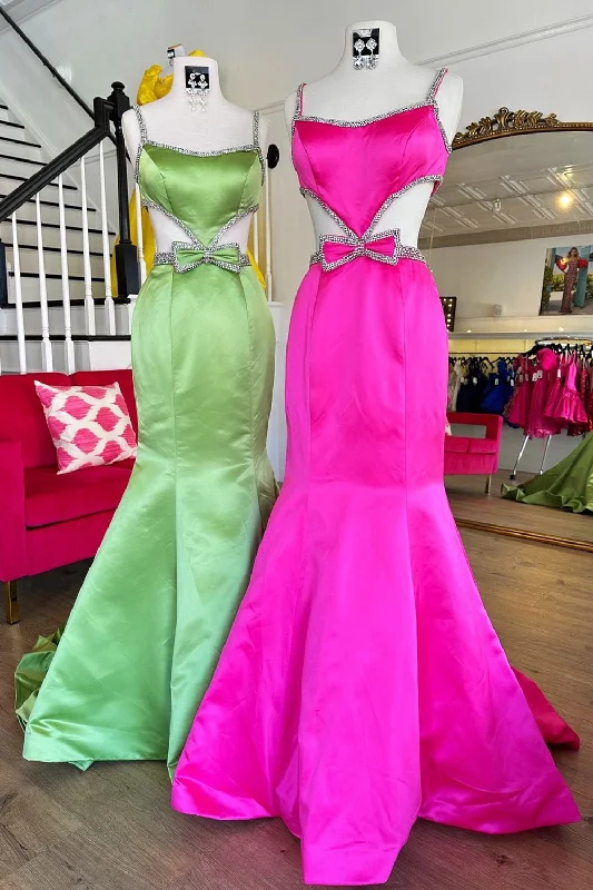Pleated Women Dress with a Timeless and Elegant TextureSparkly Fuchsia Mermaid Spaghetti Straps Beaded Long Prom Dress with Bow Pleated Women Dress with a Timeless and Elegant TextureSparkly Fuchsia Mermaid Spaghetti Straps Beaded Long Prom Dress with Bow