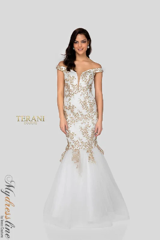 Formal dresses with wrap - around styles and beaded belts for a customized fitTerani Couture 1911P8646 Formal dresses with wrap - around styles and beaded belts for a customized fitTerani Couture 1911P8646