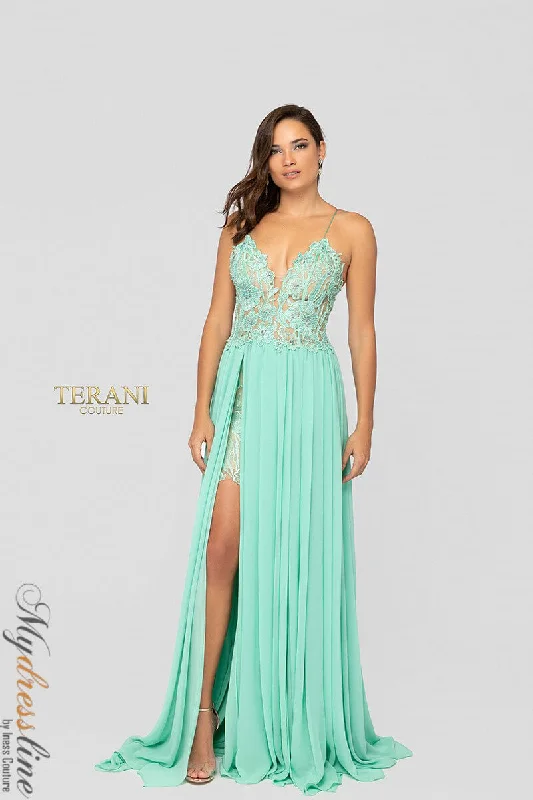 Formal dresses with high - low hems and floral embroidery for a unique prom styleTerani Couture 1913P8324 Formal dresses with high - low hems and floral embroidery for a unique prom styleTerani Couture 1913P8324