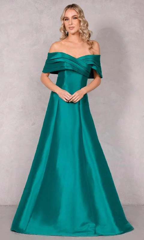 Formal dresses with pleated bodices and taffeta fabric for a traditional lookTerani Couture 2112M5404 - Pleated Off Shoulder Prom Dress Formal dresses with pleated bodices and taffeta fabric for a traditional lookTerani Couture 2112M5404 - Pleated Off Shoulder Prom Dress