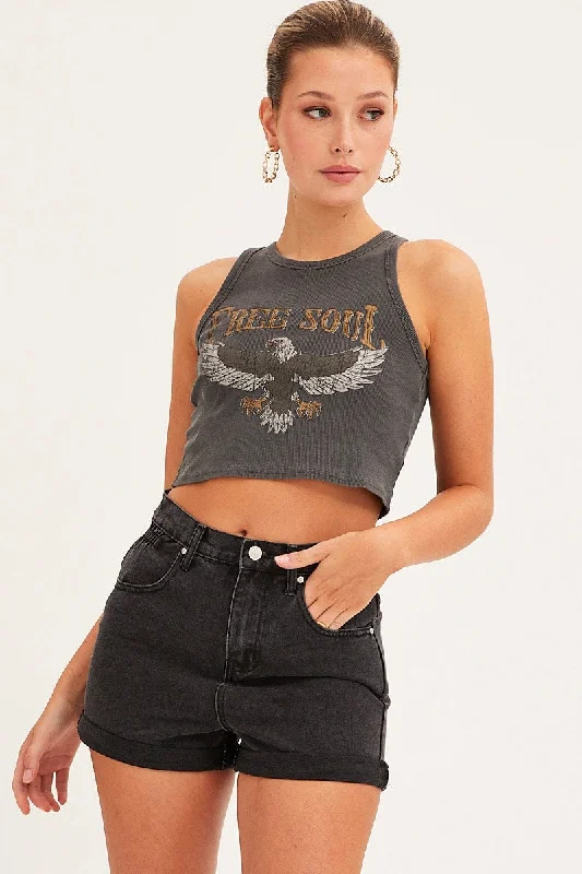 Tie - Waist Women Shorts for a Customizable FitBlack Paperbag Denim Shorts High Rise Tie - Waist Women Shorts for a Customizable FitBlack Paperbag Denim Shorts High Rise