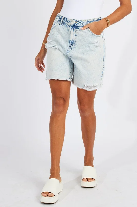 Belted Women Shorts to Enhance the WaistlineDenim Longline Denim Short Mid Rise