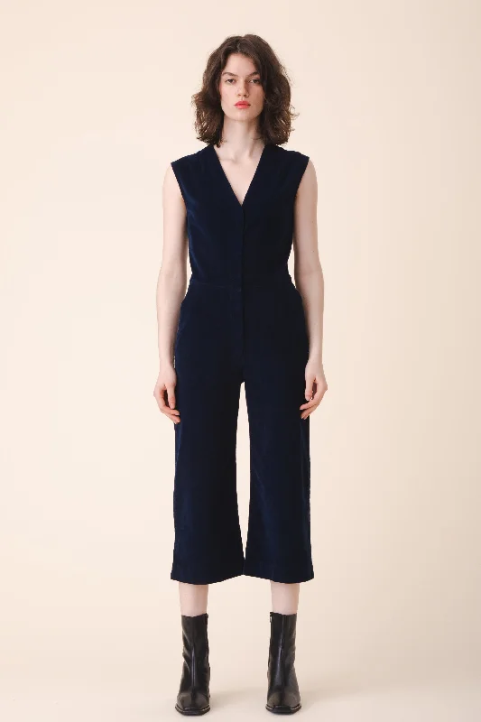 Full - length women's overalls for more coverageFine Again Corduroy in Midnight