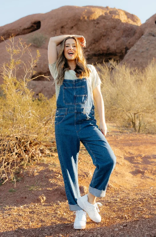 Women's overalls with a high - waisted designFree People Ziggy Denim Overall-Sapphire Blue Women's overalls with a high - waisted designFree People Ziggy Denim Overall-Sapphire Blue