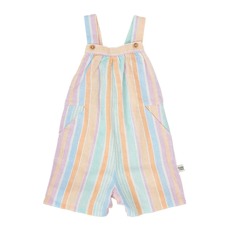 Women's overalls with a wide - leg silhouetteGoldie & Ace Capri A Line Shortalls - Pastel Stripe