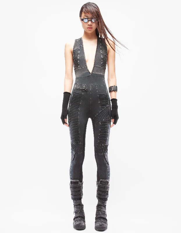 Women's overalls with a fleece - lined interiorOVERALL TIME WORN BLACK