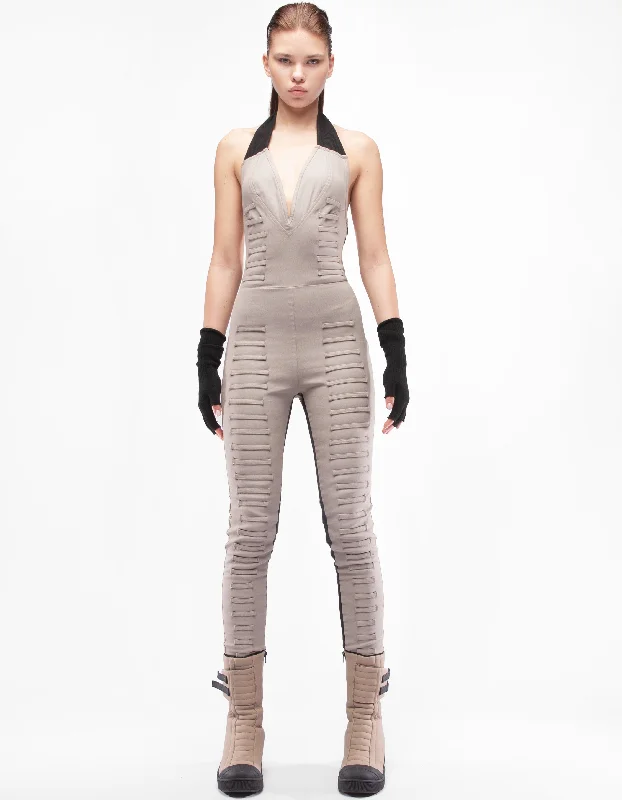 Women's denim overalls with distressed detailsOVERALL V SHELL