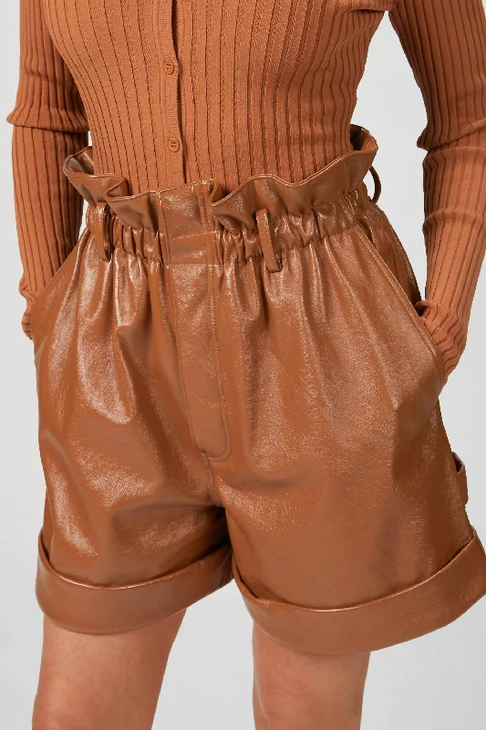 Linen Women Shorts for Breathable Comfort in Hot WeatherPearl Short In Brown