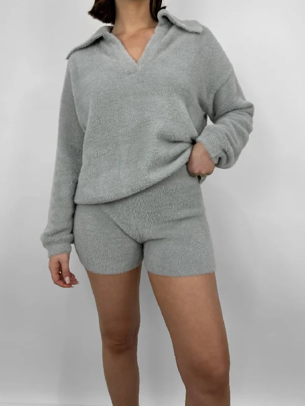 Bermuda Women Shorts for a Classic and Sophisticated LookPlush Knit Brief Shorts In Grey Bermuda Women Shorts for a Classic and Sophisticated LookPlush Knit Brief Shorts In Grey