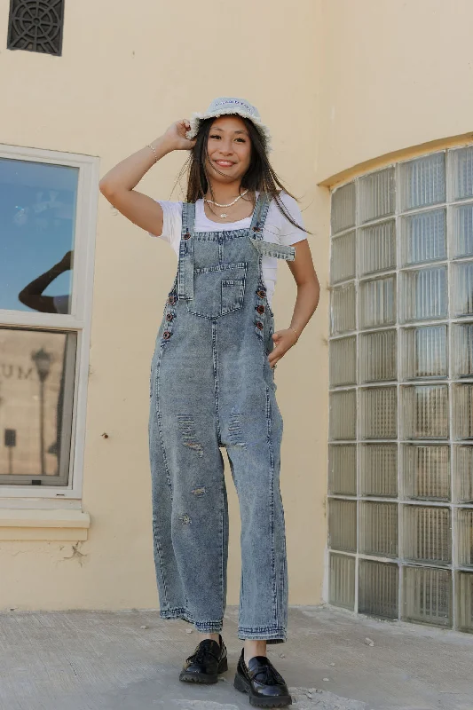 Women's overalls with a high - waisted designVemeer Overalls-Washed Denim