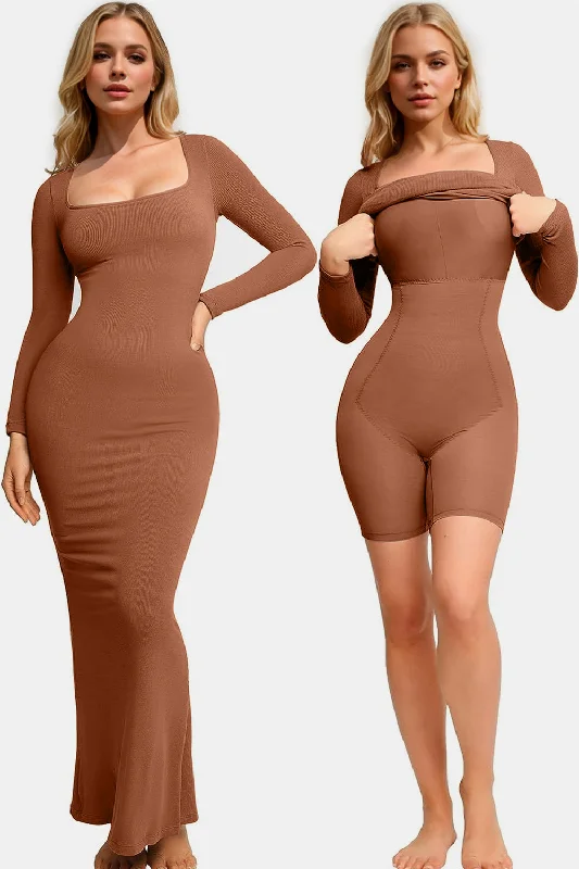 Maxi dresses with cut - out details on the sides for a modern edge Maxi dresses with cut - out details on the sides for a modern edge Built-In Shapewear Square Neck Long Sleeve Maxi Dress Maxi dresses with cut - out details on the sides for a modern edge Maxi dresses with cut - out details on the sides for a modern edge Built-In Shapewear Square Neck Long Sleeve Maxi Dress