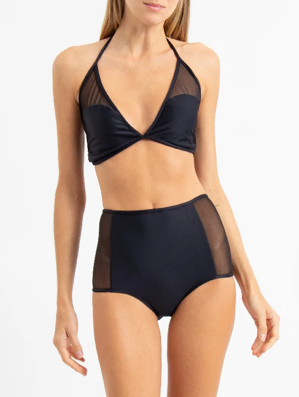 High - performance bikini with quick - drying fabric for active swimmersDelphine Black High-Waist Bikini Bottom High - performance bikini with quick - drying fabric for active swimmersDelphine Black High-Waist Bikini Bottom