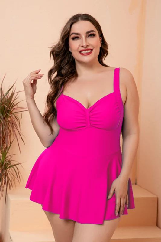Women's Velvet One - Pieces in Emerald Green for a Luxurious and Sophisticated OccasionFull Size Gathered Detail Swim Dress Women's Velvet One - Pieces in Emerald Green for a Luxurious and Sophisticated OccasionFull Size Gathered Detail Swim Dress