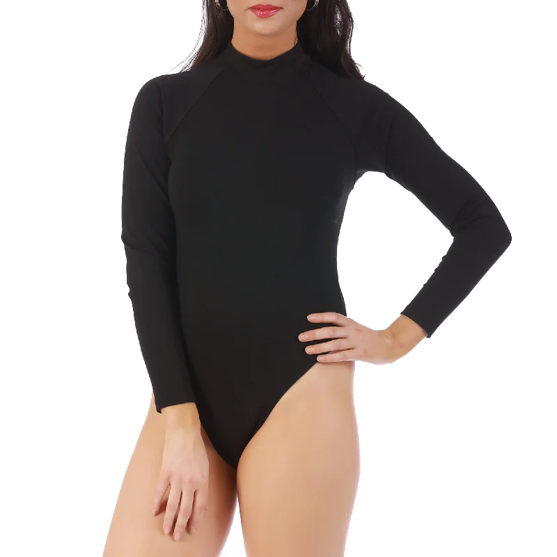 Crop Bodysuits to Pair with High - Waisted BottomsInstantFigure Bodysuit Mock Neck and Long Sleeves 169703 Crop Bodysuits to Pair with High - Waisted BottomsInstantFigure Bodysuit Mock Neck and Long Sleeves 169703