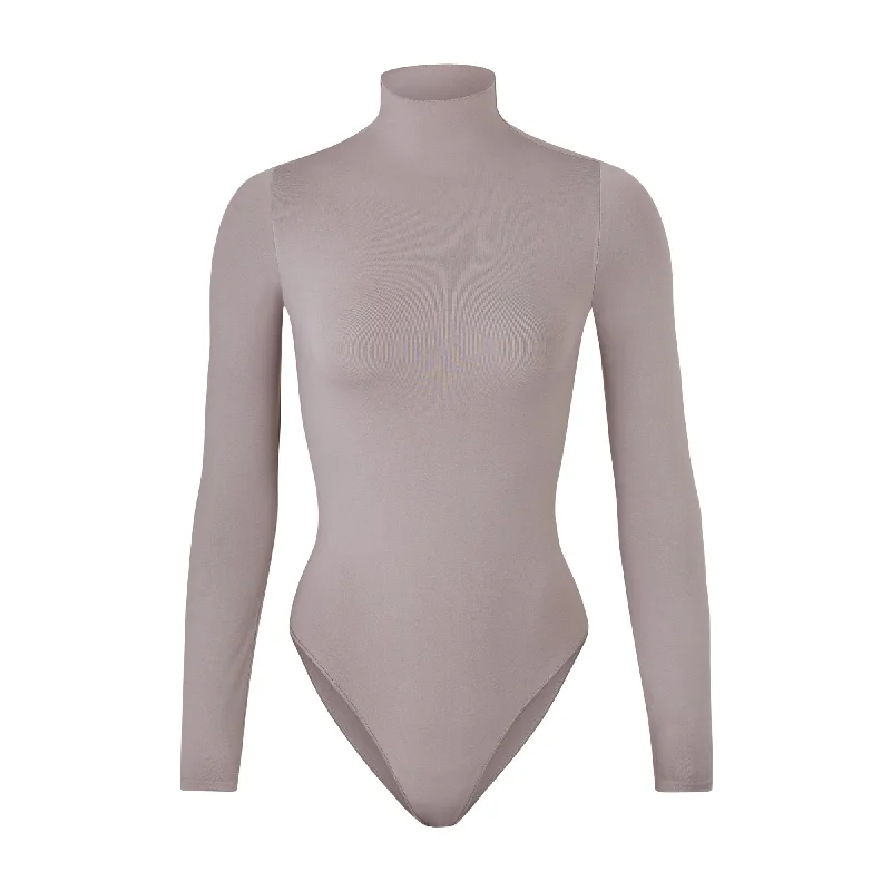 Long - Sleeve Bodysuits for Cold Weather LayeringESSENTIAL MOCK NECK LONG SLEEVE BODYSUIT | SMOKE Long - Sleeve Bodysuits for Cold Weather LayeringESSENTIAL MOCK NECK LONG SLEEVE BODYSUIT | SMOKE