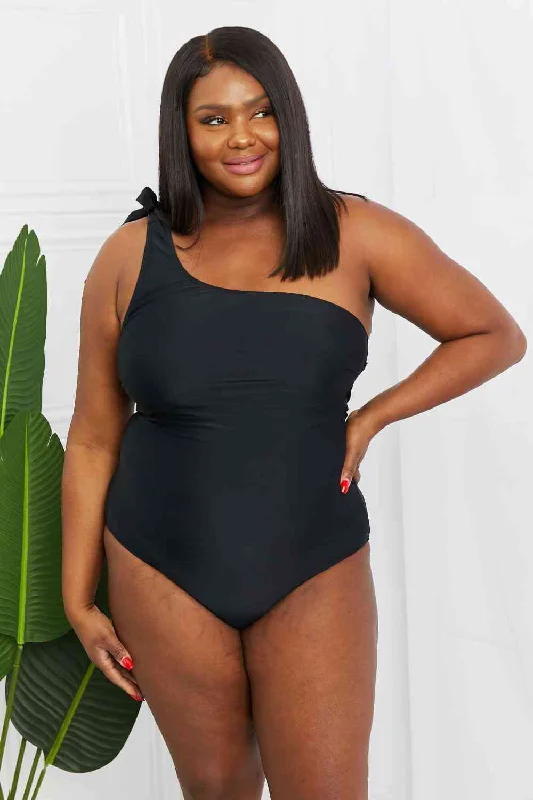 Women's Sleeveless One - Pieces in Yellow with Floral Appliques for a Cheerful and Spring - Like LookMarina West Swim Deep End One-Shoulder One-Piece Swimsuit in Black Women's Sleeveless One - Pieces in Yellow with Floral Appliques for a Cheerful and Spring - Like LookMarina West Swim Deep End One-Shoulder One-Piece Swimsuit in Black