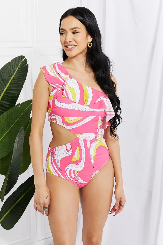 Women's Sleeveless One - Pieces in Yellow with Floral Appliques for a Cheerful and Spring - Like LookMarina West Swim Vitamin C Asymmetric Cutout Ruffle Swimsuit in Pink Women's Sleeveless One - Pieces in Yellow with Floral Appliques for a Cheerful and Spring - Like LookMarina West Swim Vitamin C Asymmetric Cutout Ruffle Swimsuit in Pink