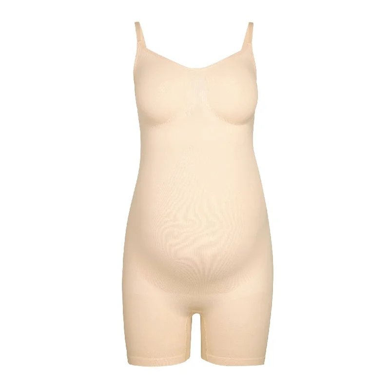 Long - Sleeve Bodysuits for Cold Weather LayeringMATERNITY SCULPTING BODYSUIT MID THIGH | SAND Long - Sleeve Bodysuits for Cold Weather LayeringMATERNITY SCULPTING BODYSUIT MID THIGH | SAND