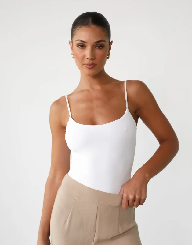 Convertible Straps Bodysuits for Multiple Styling OptionsMiya Bodysuit (White)