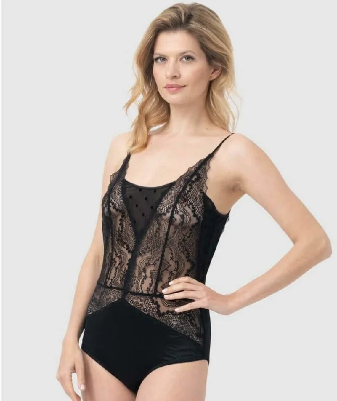 Neon Bodysuits to Stand Out at PartiesOh!Zuza Patchwork Lace Bodysuit - Black