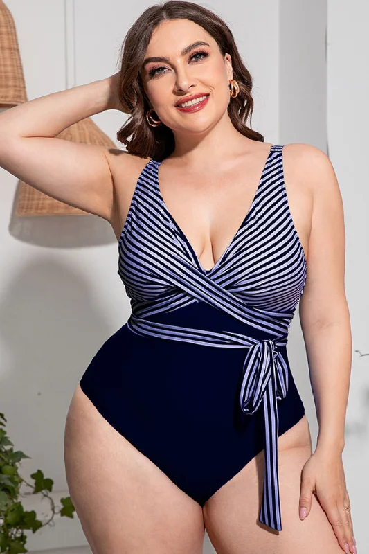 Plus Size Women's Animal Print One - Pieces in Leopard for a Bold and Trendy StatementPlus Size Striped Tie-Waist One-Piece Swimsuit Plus Size Women's Animal Print One - Pieces in Leopard for a Bold and Trendy StatementPlus Size Striped Tie-Waist One-Piece Swimsuit