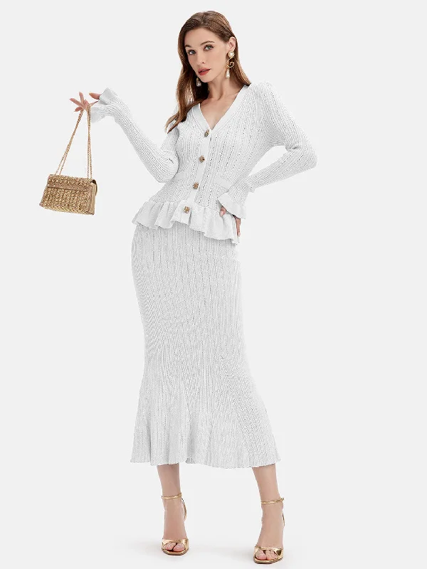 Mesh Bodysuits for a Bold and Edgy Fashion StatementRuffled V-Neck Top and Midi Skirt Sweater Set Mesh Bodysuits for a Bold and Edgy Fashion StatementRuffled V-Neck Top and Midi Skirt Sweater Set