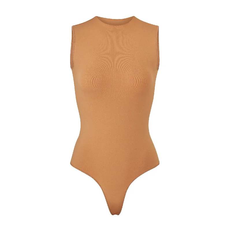 Printed Bodysuits with Floral Patterns for a Feminine VibeESSENTIAL CREW NECK SLEEVELESS BODYSUIT | CAMEL Printed Bodysuits with Floral Patterns for a Feminine VibeESSENTIAL CREW NECK SLEEVELESS BODYSUIT | CAMEL