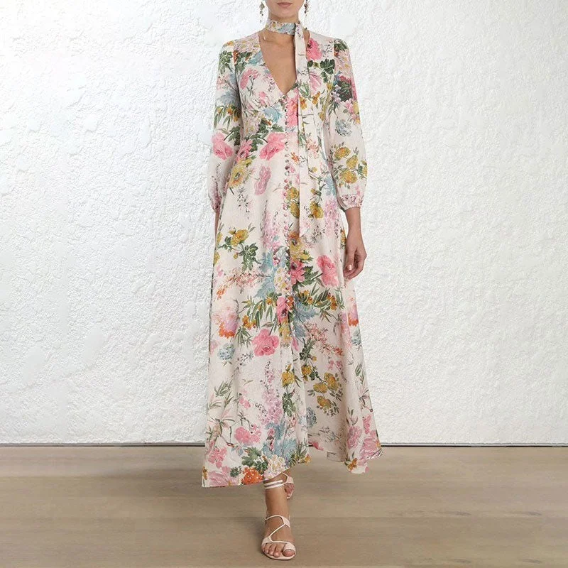 Strapless maxi dresses for a beachside vacation Strapless maxi dresses for a beachside vacation Floral V Neck Lantern Sleeve Lace-Up Maxi Dress