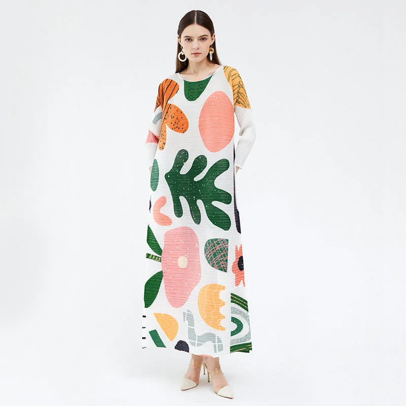Maxi dresses with one - shoulder designs for a stylish and asymmetric look Maxi dresses with one - shoulder designs for a stylish and asymmetric look Miyake Pleated Floral Short Sleeve Maxi Dress